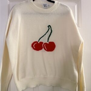 Princess Polly Cream Sweater with Cherry Design